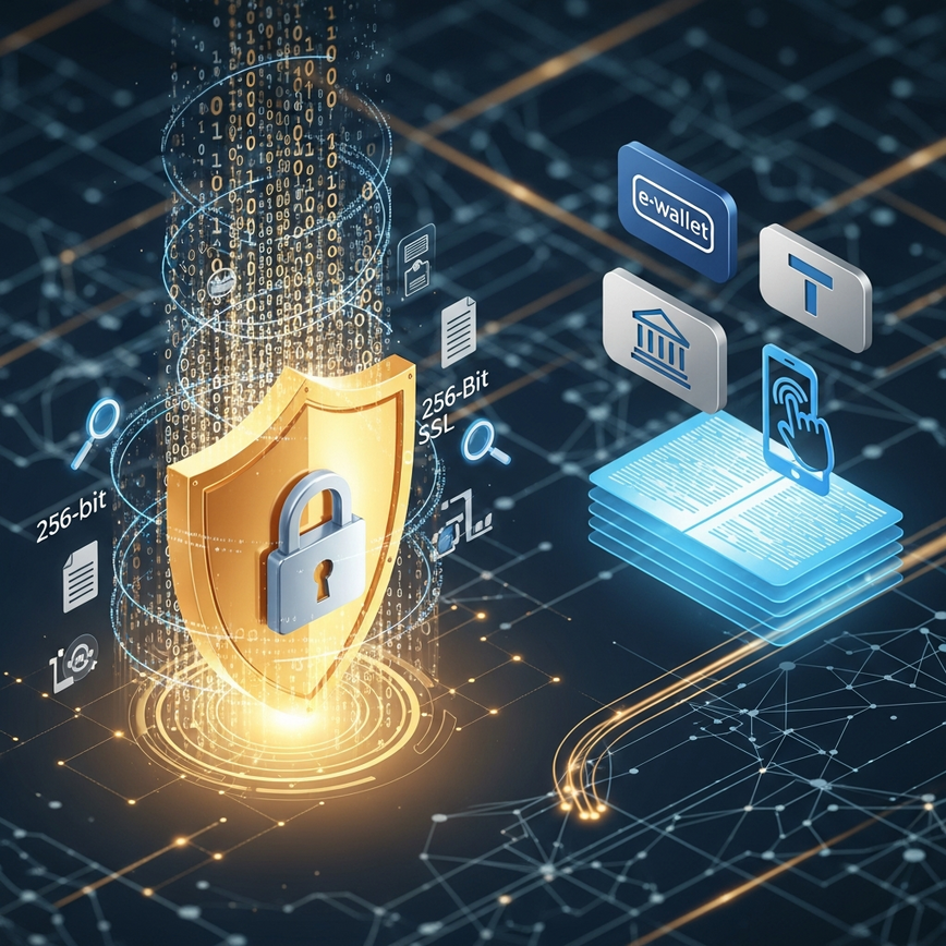 Represents the robust security measures, fair play guarantees, and diverse, secure payment methods available on an online gaming platform, crucial for building trust with Malaysian users.