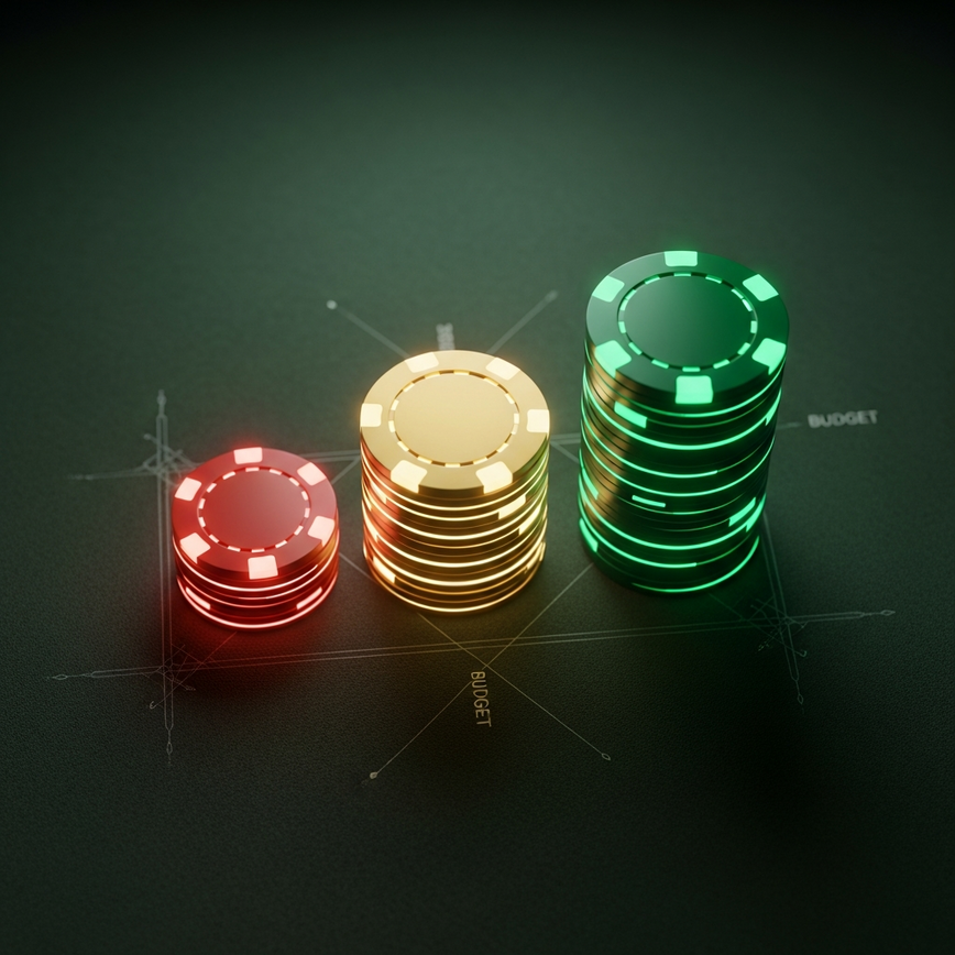 Memvisualisasikan jumlah deposit yang disyorkan untuk pelbagai jenis pemain (pemula, santai, serius) untuk mempromosikan pengurusan bankroll yang bijak.