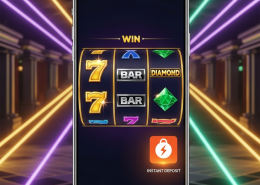 Sleek smartphone displaying a vibrant online slot game with an integrated ShopeePay payment option, symbolizing instant deposits and secure mobile gaming in Malaysia.