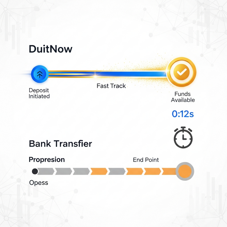 Menggambarkan analisis data masa nyata bagi kelajuan transaksi untuk DuitNow berbanding pindahan bank tradisional, menunjukkan perbezaan ketara dalam masa pemprosesan.