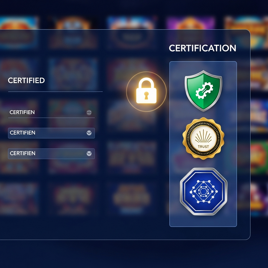 Menyerlahkan kepentingan mengiktiraf logo pensijilan bebas untuk kepercayaan dan keselamatan pemain di platform kasino dalam talian.