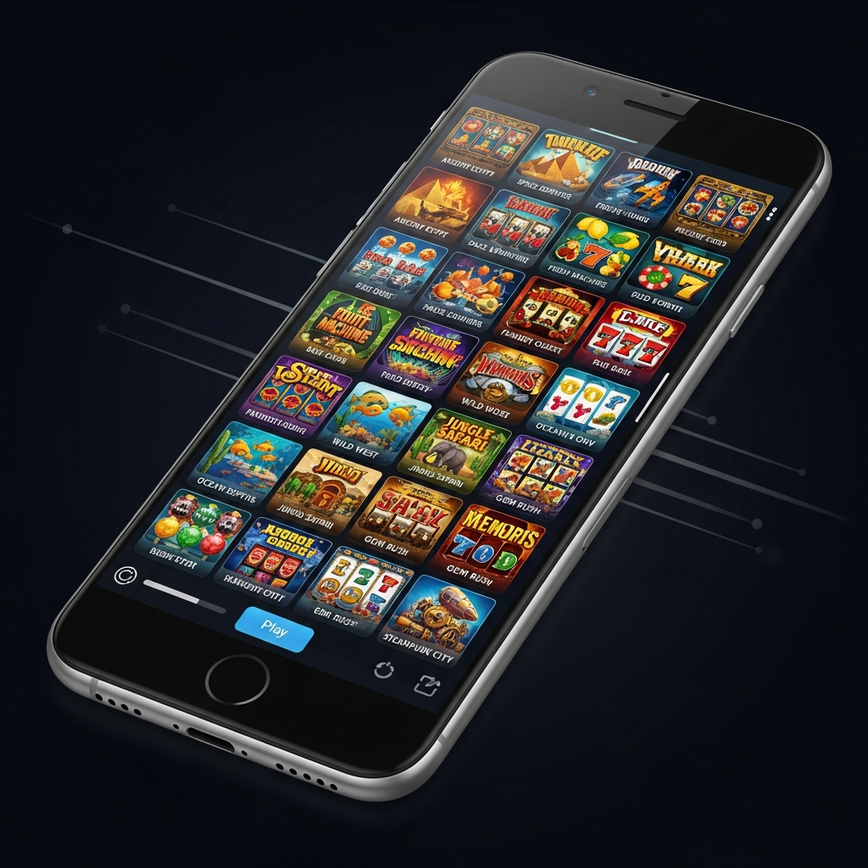 Menggambarkan pustaka game yang luas dan prestasi 'mobile-first' unggul platform khas-slot, menonjolkan masa muat turun yang pantas dan pengalaman mudah alih yang dioptimumkan.