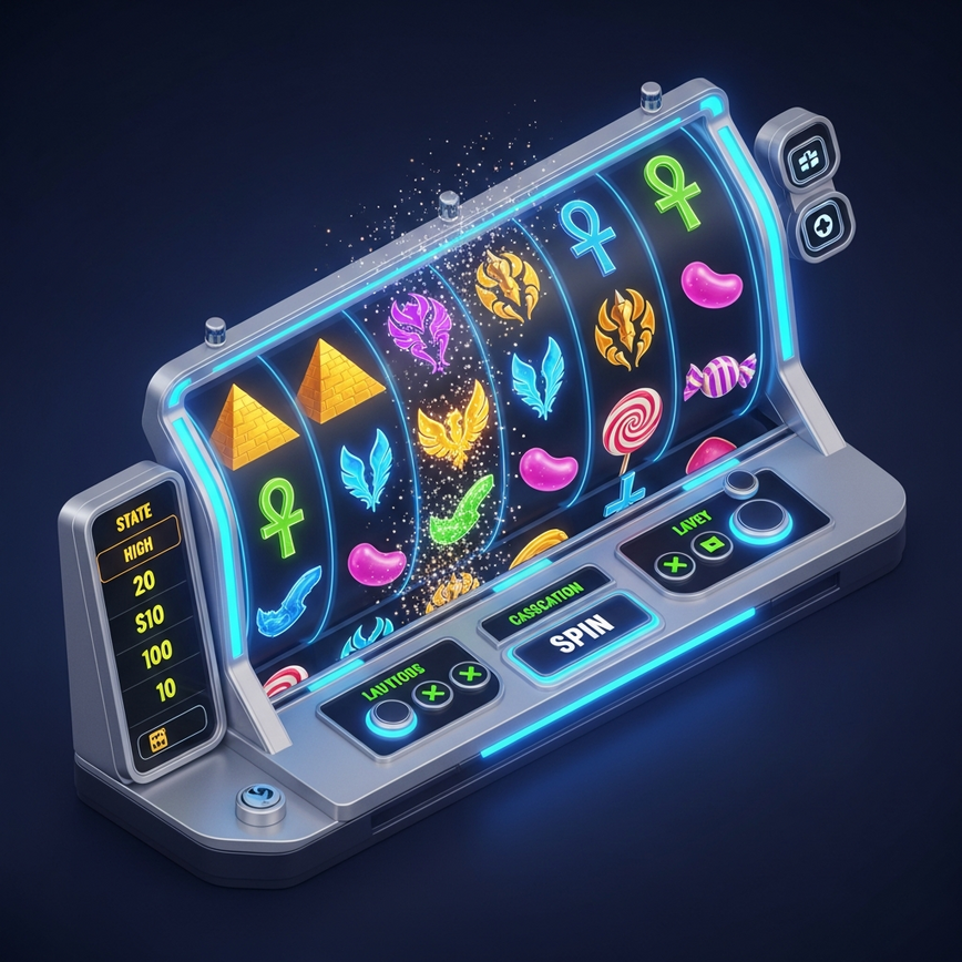 Menggambarkan ciri-ciri utama Pragmatic Play seperti Megaways, Buy Bonus, dan paparan RTP yang telus, menonjolkan mekanik permainan termaju dan potensi kemenangan.