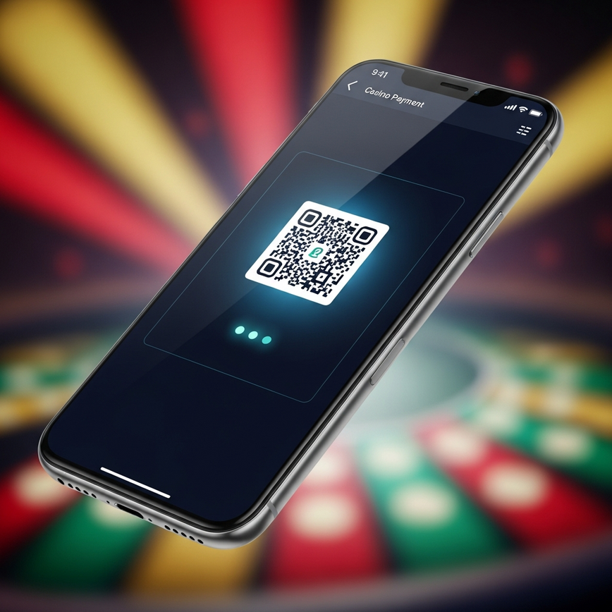 Illustrates the convenience and speed of DuitNow QR Code payments within the online casino context.