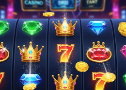 Vibrant online slot machine interface displaying a winning combination with high RTP percentage, set against a luxurious digital casino backdrop, symbolizing strategic and rewarding gameplay for Malaysian players.