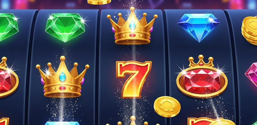Vibrant online slot machine interface displaying a winning combination with high RTP percentage, set against a luxurious digital casino backdrop, symbolizing strategic and rewarding gameplay for Malaysian players.