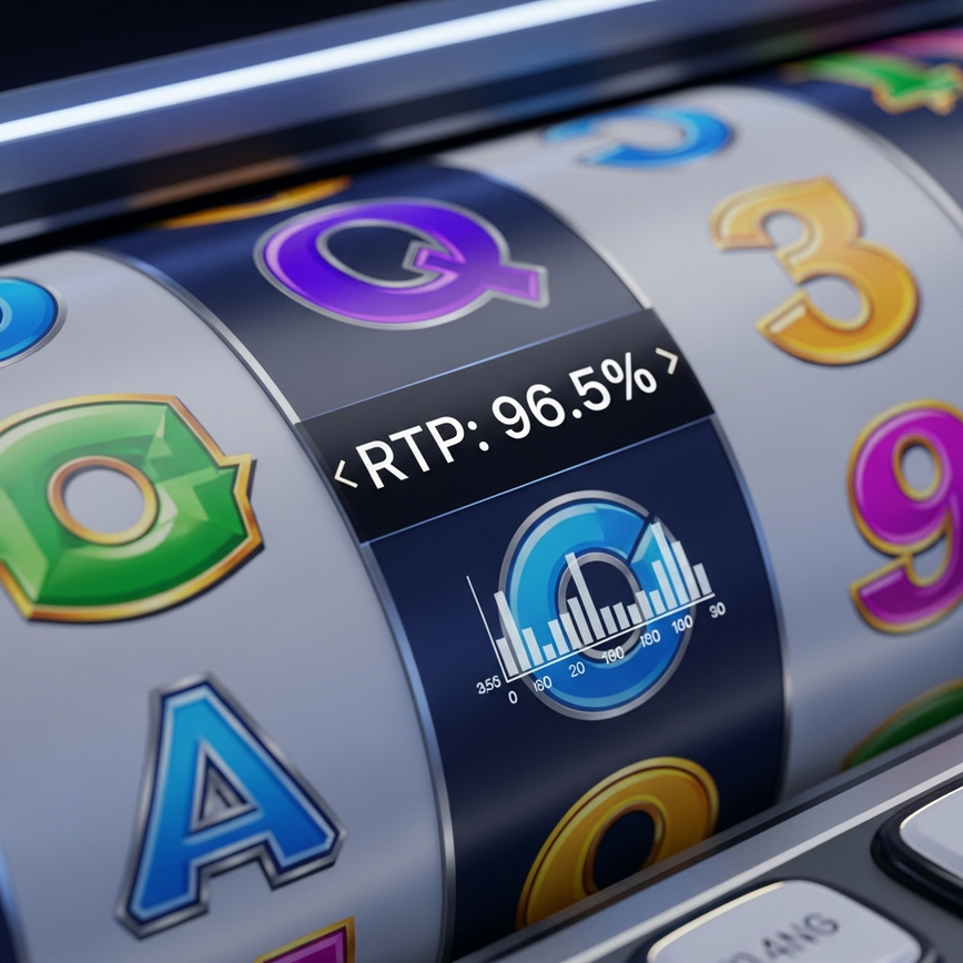 To visually represent the concept of certified RTP and mathematical transparency in online slot games, focusing on Provider A's philosophy.