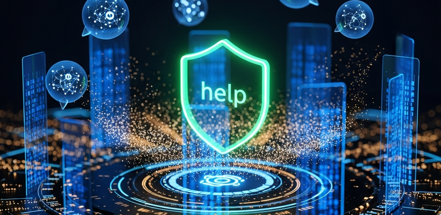 A futuristic digital interface representing urgent online casino support, featuring a glowing help icon, live chat bubbles, secure transaction logs, and a padlock symbol, set against a blurred luxury casino background.