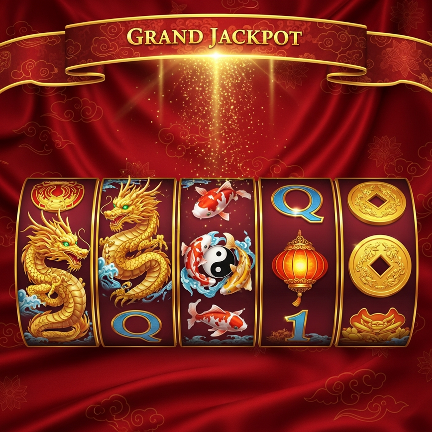 To illustrate a localized, Asian-themed progressive jackpot slot game, highlighting its cultural appeal and the excitement of large jackpot wins, characteristic of Provider B.