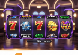 Vibrant mobile online slot machine interface showing spinning reels and a prominent 'Zero Fees' banner, representing ShopeePay deposits for slot gaming in Malaysia.