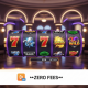 Vibrant mobile online slot machine interface showing spinning reels and a prominent 'Zero Fees' banner, representing ShopeePay deposits for slot gaming in Malaysia.