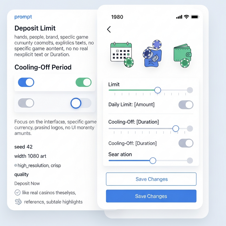 Menggambarkan 'Kawalan Had Deposit' dan 'Tempoh Bertenang' yang dibincangkan dalam artikel, menunjukkan antara muka pengguna yang intuitif untuk menetapkan sempadan kewangan dan masa.