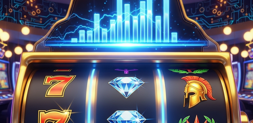 Dynamic online slot machine interface with spinning reels, high-value symbols, and a glowing progressive jackpot meter, representing Playtech slots for Malaysian players.