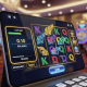 Sleek mobile online slot machine interface showing a low bet of RM0.10 and a stable balance, with reels displaying small wins, representing a low-stakes slots strategy for extended playtime in Malaysia.