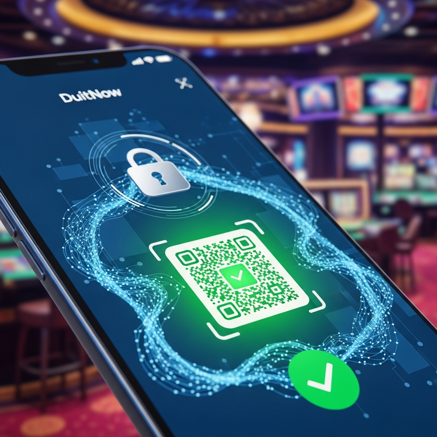 Menggambarkan bahagian 'Keselamatan Kod QR Rasmi', menekankan sifat automatik dan selamat transaksi kod QR untuk deposit.