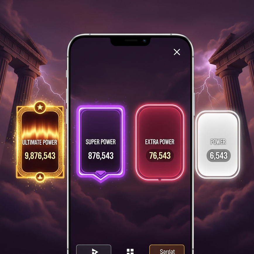 Mempamerkan struktur jackpot berbilang peringkat siri 'Age of the Gods' dalam antara muka permainan mudah alih moden.