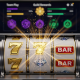 Vibrant online slot machine interface displaying a winning combination with glowing effects, overlayed with a subtle, blurred 'Team Play' dashboard in the background, representing collective rewards in a premium online casino.