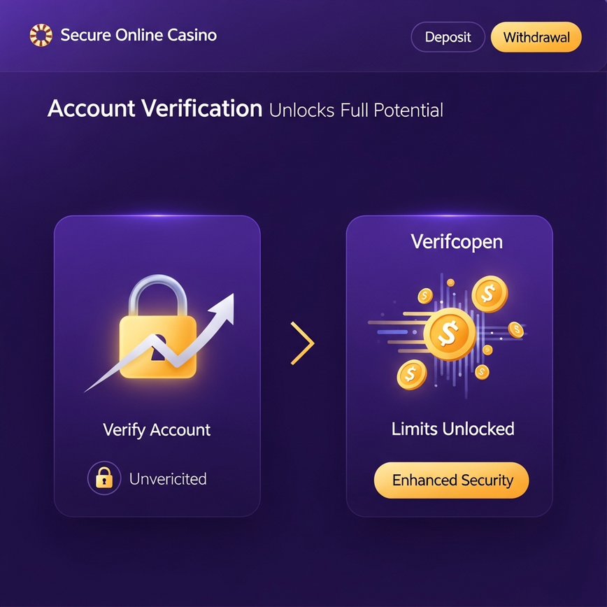 Menggambarkan bagaimana pengesahan akaun di platform dalam talian membuka had transaksi yang lebih tinggi dan meningkatkan keselamatan.