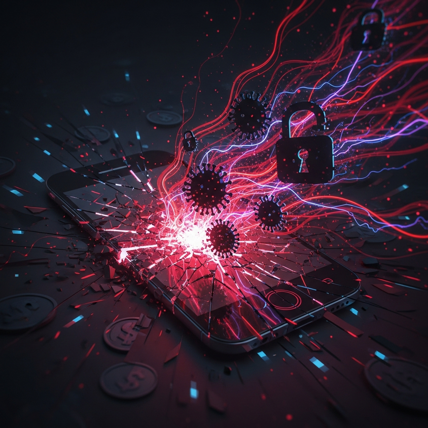 Menggambarkan bahaya tersembunyi APK judi berbahaya, seperti kecurian data, kompromi peranti, dan penipuan kewangan.