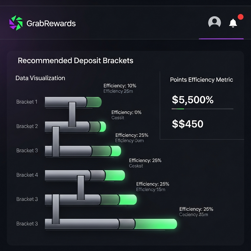 Menggambarkan pengoptimuman jumlah deposit dan faedah kenaikan tier GrabRewards.