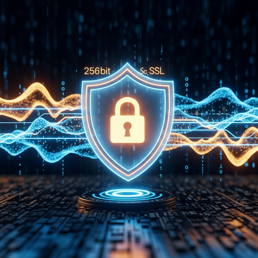 To illustrate the concept of safety, privacy, and data encryption for online casino transactions, reinforcing the message in the 'Safety, Privacy, and Responsible Play' section.