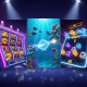 A dynamic montage showcasing Jili's three main game types: a vibrant slot machine, an action-packed fishing game, and a colorful arcade game, representing the variety available at an online casino.
