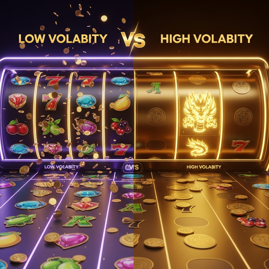 To visually differentiate between low-volatility and high-volatility slots, helping players understand a core concept for budget management.