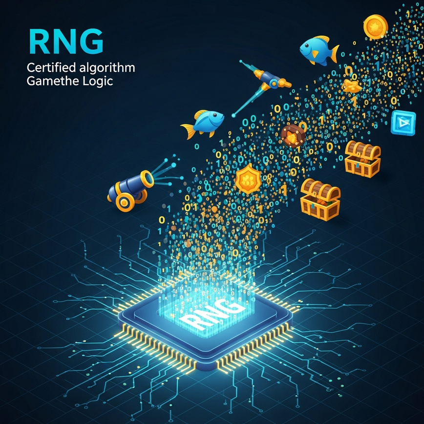 To visually explain the concept of a Random Number Generator (RNG) as the core technology ensuring fair and unpredictable game outcomes.