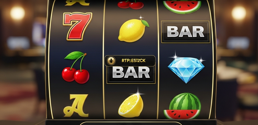 Vibrant online slot machine interface showing reels about to land on a winning combination, with a subtle 'RTP: 96%' display, symbolizing budget-friendly play for RM10-RM50 players.
