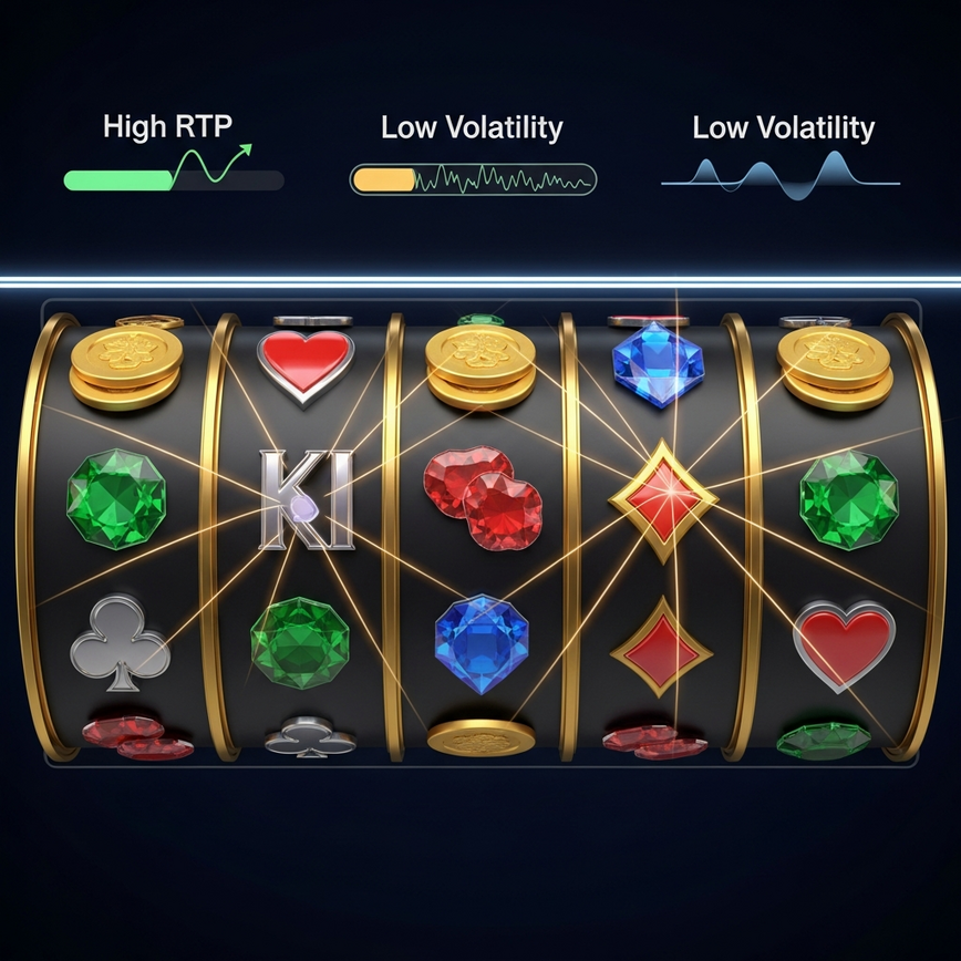 Menerangkan secara visual mengapa slot gaya Apollo dengan RTP tinggi dan volatility rendah bermanfaat untuk pemain bajet, dengan menekankan kemenangan kecil yang kerap.