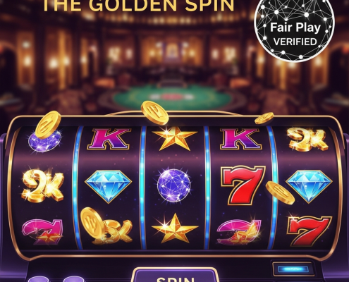 Dynamic online slot machine interface displaying an 'RNG Certified' badge and vibrant winning symbols, representing fair play and high RTP on a premium online casino platform.