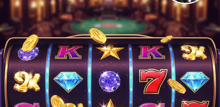 Dynamic online slot machine interface displaying an 'RNG Certified' badge and vibrant winning symbols, representing fair play and high RTP on a premium online casino platform.