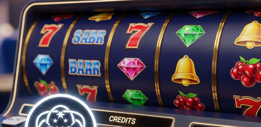 A modern online slot machine interface displaying spinning reels with generic winning symbols and a prominent digital badge indicating 'Certified Fair' and 'RNG Verified' for player trust and game integrity.