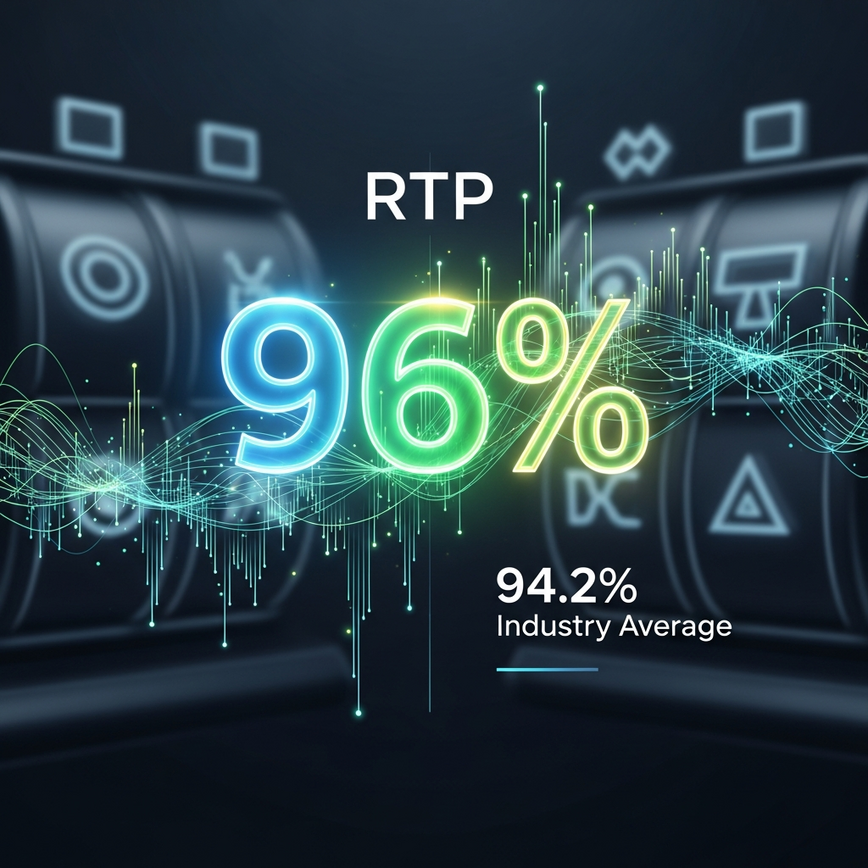 Illustrates the concept of YGR's consistent 96% RTP, visually explaining its advantage over the industry average and its long-term value for players.