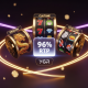 A luxurious display of YGR online slots, with a central glowing '96% RTP' emblem surrounded by diverse game themes like dragons and classic 7s, highlighting the uniform return rate.