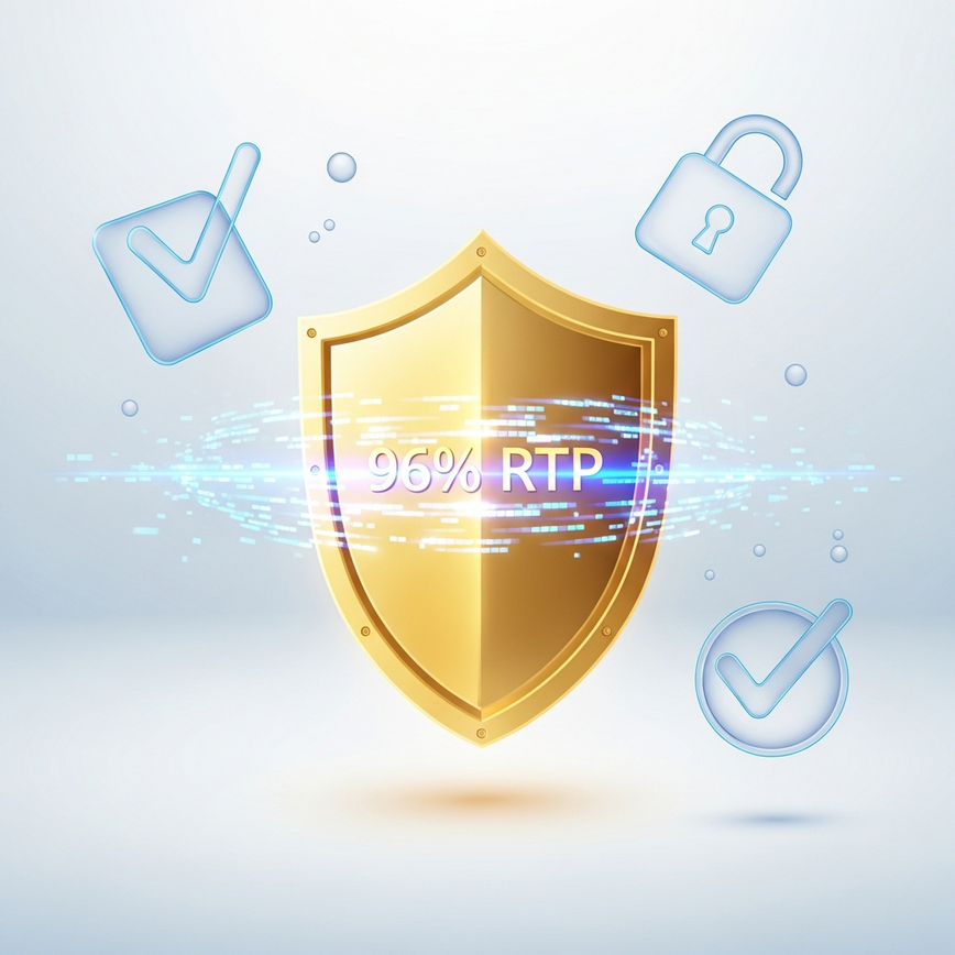 To build trust and visually communicate the concept of certified game fairness and the high, consistent 96% RTP of Fa Chai slots.