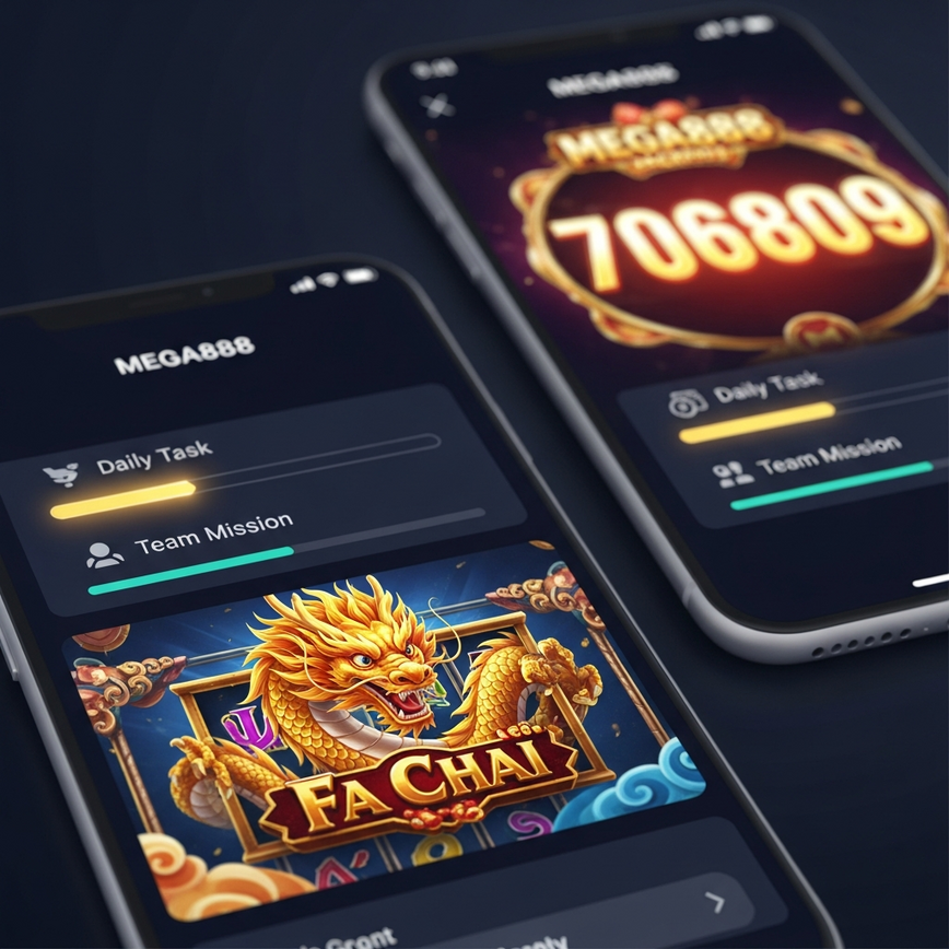 To illustrate how Fa Chai games integrate with platform promotions like daily tasks and team missions, while Mega888 games are separate, focusing on jackpots.