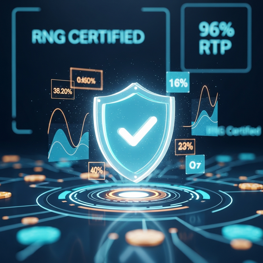 To visually represent the concepts of fairness, security, and the high 96% RTP mentioned in the article, reinforcing trust and technical certification by labs like BMM Testlabs and iTech Labs.