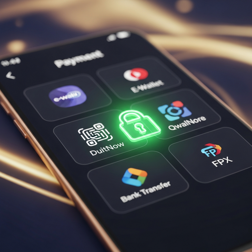 To illustrate the convenient and secure Malaysian payment methods available, reinforcing the article's points on quick deposits and withdrawals using e-wallets.