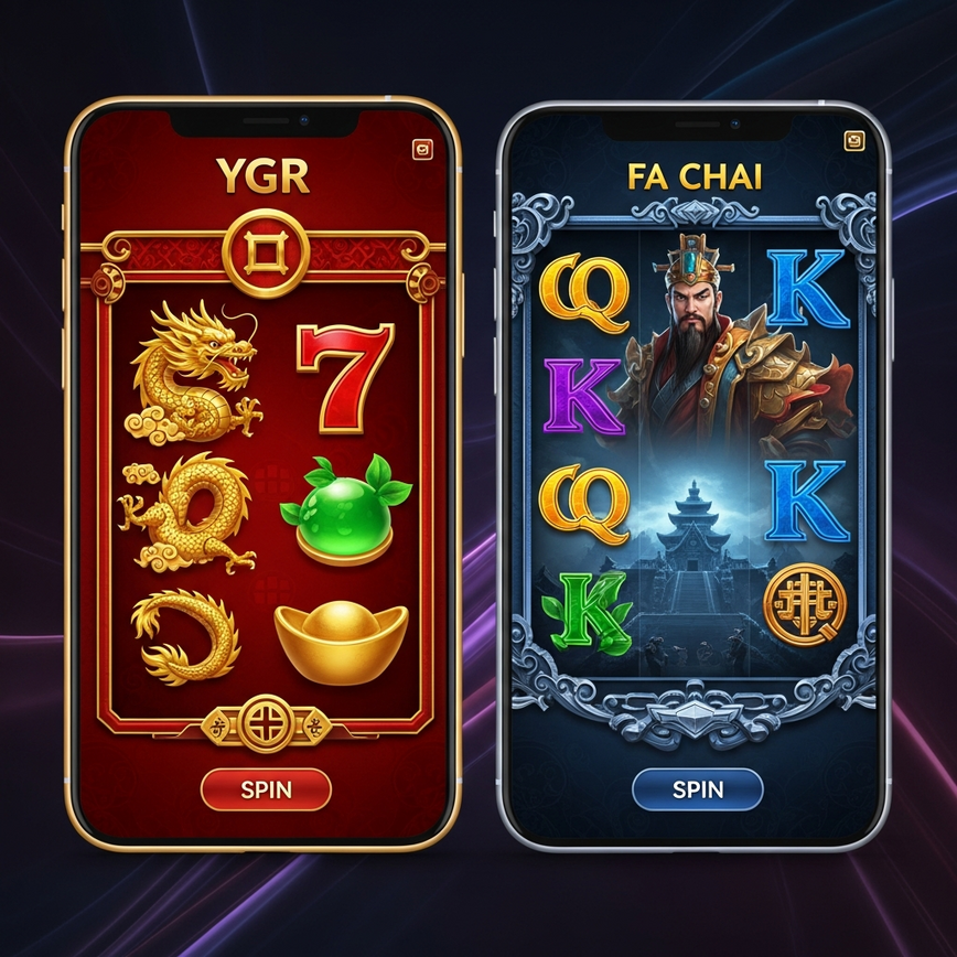 To visually illustrate the different design philosophies of YGR and Fa Chai, as described in the 'Visual Design and Theme Execution' section.