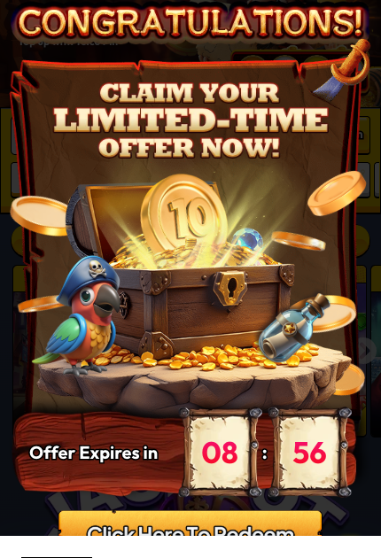 Tindanan tawaran alu-aluan Tahniah selepas pendaftaran Pirate777 menjemput pemain baru untuk menuntut bonus masa terhad di lobi utama.