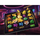 Dynamic Asian-themed slot machine interface with glowing reels and winning symbols on a mobile-first online casino platform, representing Lucky365 for Malaysian players.