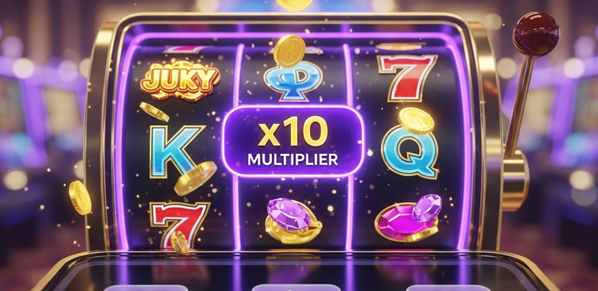 Vibrant online slot machine interface for Apollo x10 games, featuring a prominent 'x10 Multiplier' activation during a winning spin with glowing symbols and a premium digital casino background.