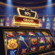 A dynamic, Monkey King themed online slot machine interface with glowing reels and a high 97% RTP display, set against a luxurious pirate casino background.
