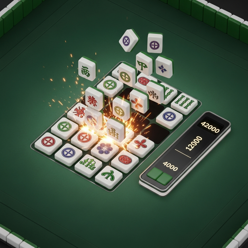 Imej yang mempamerkan tema visual unik permainan slot Mahjong Ways, di mana jubin Mahjong tradisional digunakan sebagai simbol slot moden dengan mekanik kaskade.