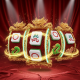 A premium, cinematic depiction of a Mahjong-themed online slot game trilogy, featuring three sets of glowing reels with detailed Mahjong tile symbols and golden dragon accents.