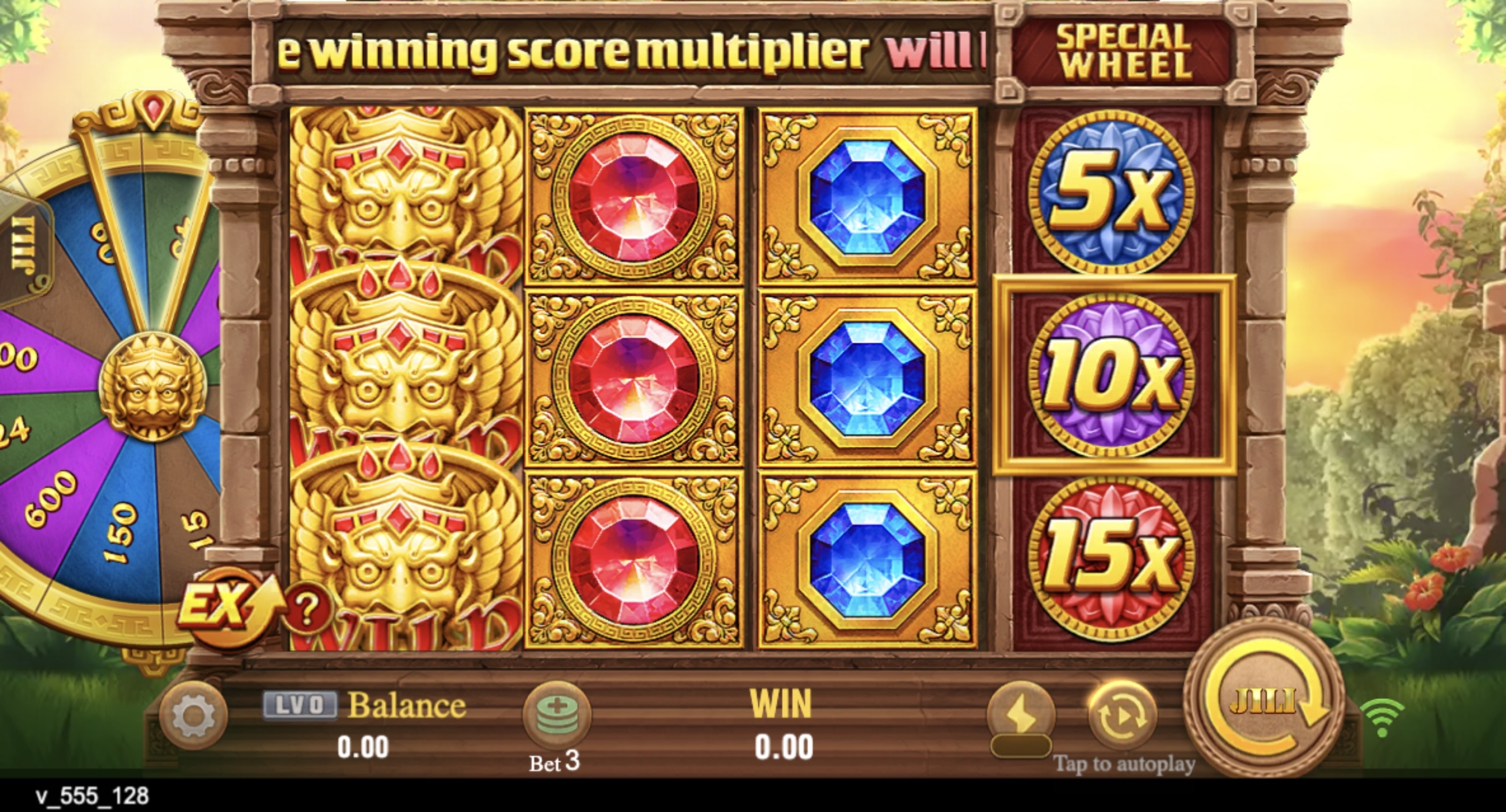 Skrin permainan asas slot Fortune Gems pada Pirate777 Malaysia — tangkapan permainan sebenar