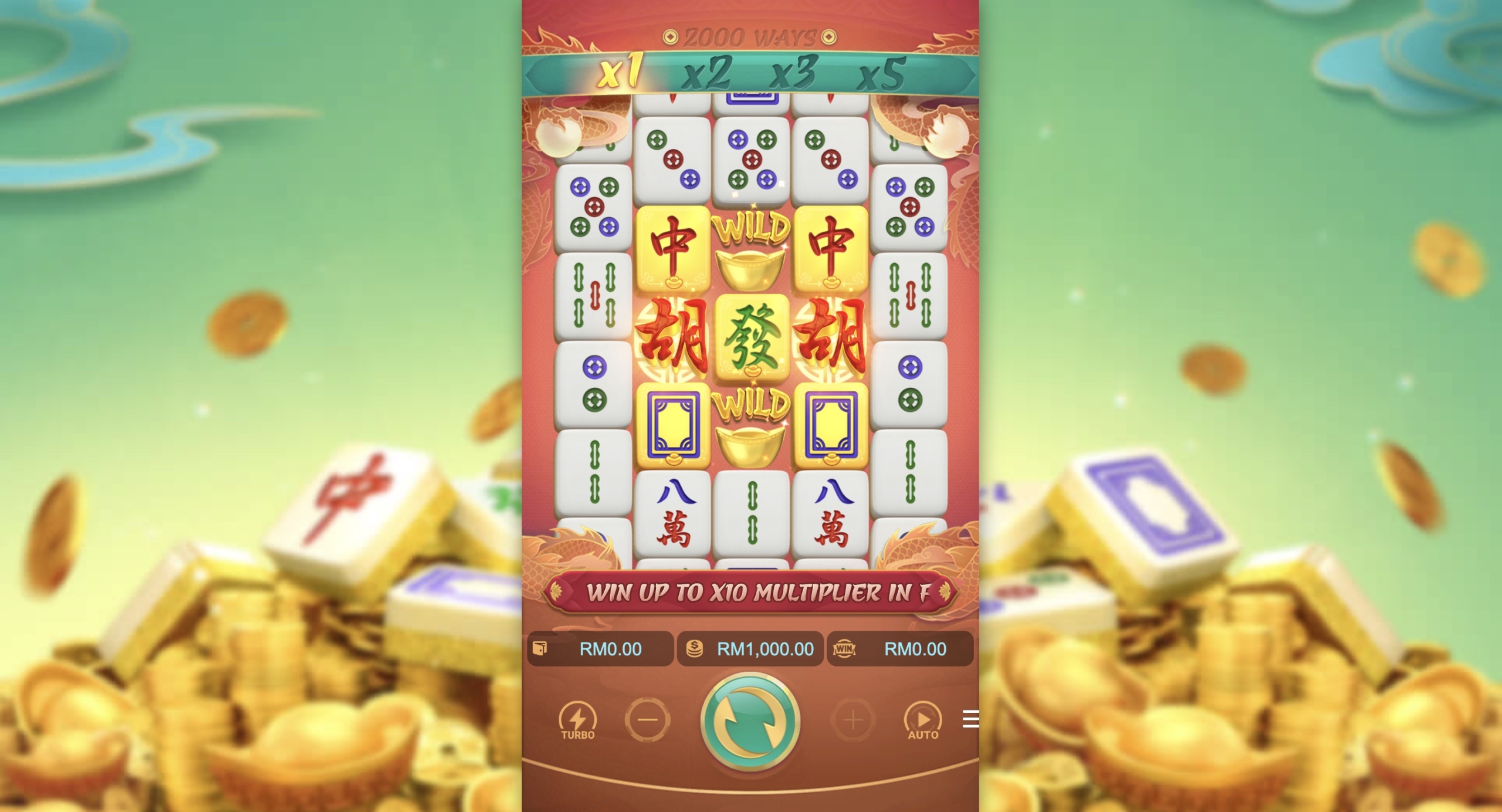 Skrin permainan asas slot Mahjong Ways 2 pada Pirate777 Malaysia — tangkapan permainan sebenar