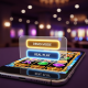 A smartphone screen showing an online slot game with a pop-up asking the user to select between a highlighted 'DEMO MODE' and 'REAL PLAY'.
