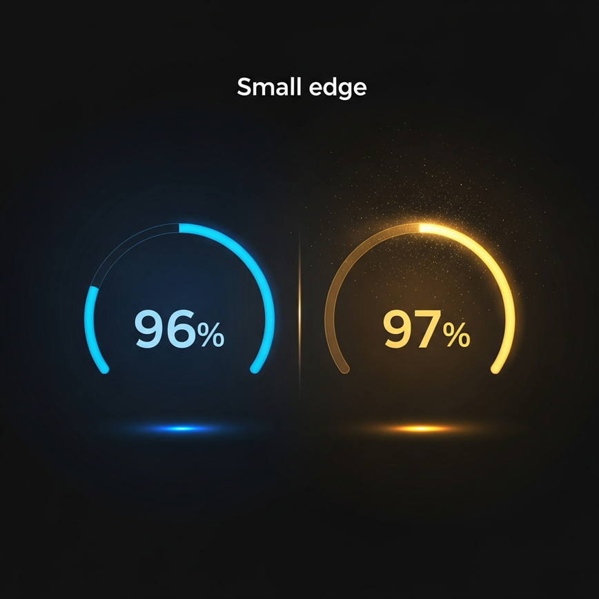 An infographic-style visual to illustrate the small but significant difference between 96% and 97% RTP, as discussed in the article.